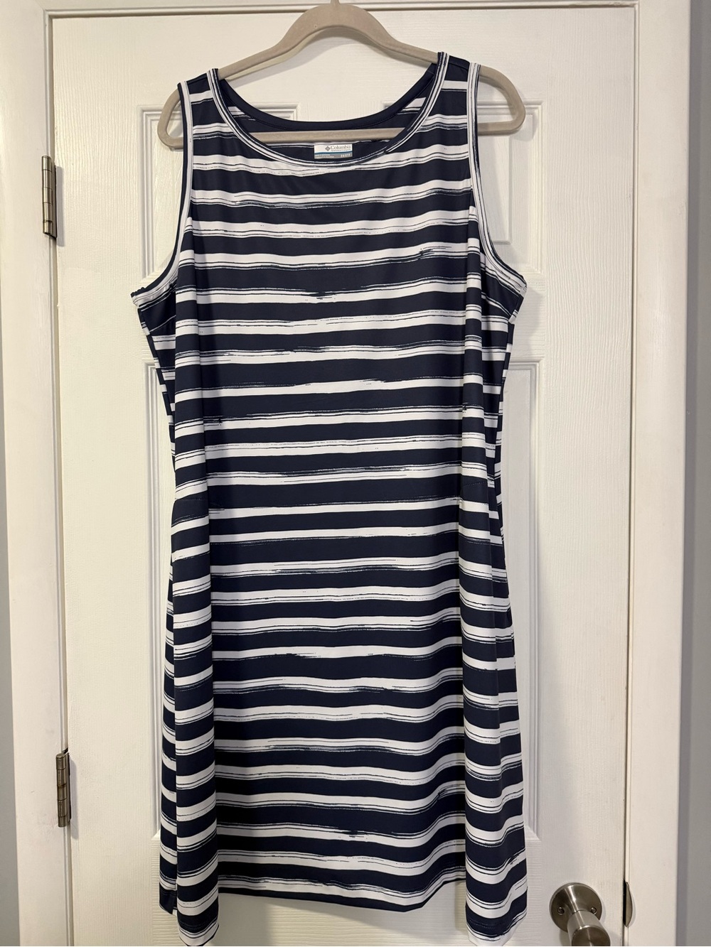 Navy and White Columbia Sportswear Co. Striped Sleeveless Shift Dress